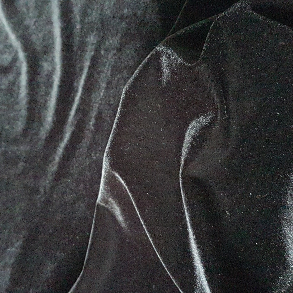 Studio London Black Velvet Mock Neck T-shirt - Picture 4 of 5